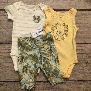 Carter's Baby Boy King of the Jungle Lion 3 Piece Outfit Set, Size Newborn, NWTs